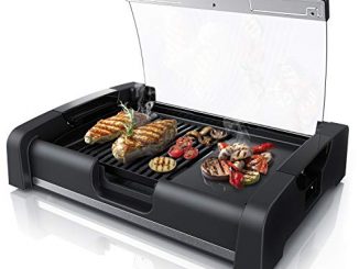 Arendo Barbecue électrique De Table Gourmet|gril De Table/gril électrique | 1650 W | Couvercle En Verre | Pour Balcon, Jardin, L'intérieur | Régulateur De Température Avec 5 Niveaux | Gs Certifié