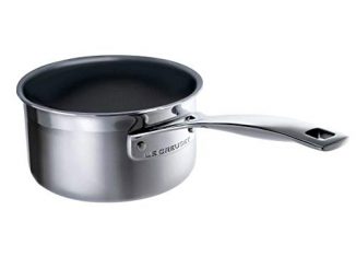 Le Creuset Casserole à Lait Avec Revêtement Anti Adhérent, Ø 14 Cm, Inox 3 Ply Intégral, Capacité 1,3 L, Sans Pfoa, Compatible Avec Toutes Sources De Chaleur (y Compris Induction), Argenté