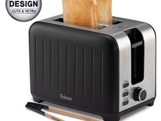 Grille Pain Large Fente 3 In 1 Noir Mat En Inox, Toaster Rétro Pince En Bambou Gratuite 7 Niveaux De Brunissage 850w Chauffe Petit Pain Et Ramasse Miette