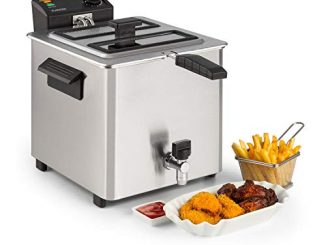 Klarstein Family Fry Friteuse, 3000w, 8 Litres, Thermostat Réglable En Continu, Oil Drain Technologie, Zone De Refroidissement, Boîtier Cool Touch, Inox, Argent