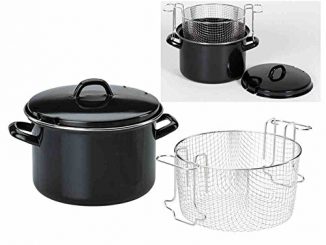 KrÜger 86688 Friteuse Avec Panier Et Couvercle 24 Cm, Émail, Noir