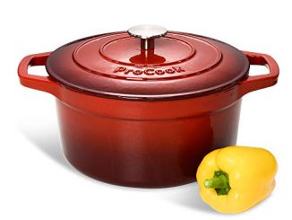 Procook Cocotte Faitout Ronde 24cm Fonte Émaillée Compatible Induction Dégradé Rouge 24 Cm / 4,7 L