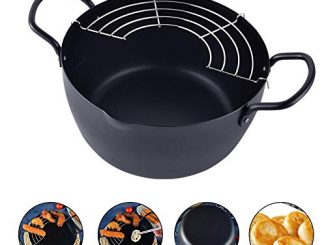 Queenhome 22cm Friteuse Japonaise Avec Égouttoir Amovible, Poêle Antiadhésive Grande Capacité Pour Ustensiles De Cuisine