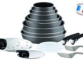 Tefal L2049002 Ingenio 5 Essential Lot De 17 Pièces Gris Anthracite Tous Feux Sauf Induction : 3 Casseroles + 3 Poêles + 1 Wok + 1 Sauteuse + 2 Poignées + 7 Accessoires