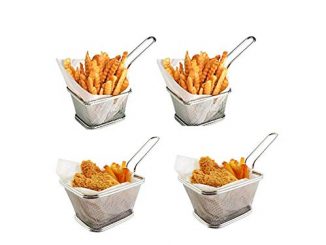 Zjoe Kitc Acier Inoxydable Français Frites Panier Cuisine Outil Jeu De 4pc De Mini Frites Fry Panier En Friteuse Paniers Passoire Servant Alimentaire Présentation Cuisine Outil En