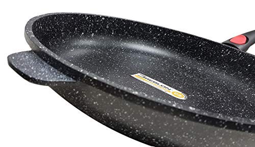 Cflagrant® Poêle 32cm Façon Pierre Tous Feux Dont Induction Sans Pfoa Cuisson Sans Matière Grasse Revêtement En Greblon C3+ De Technologie Allemande